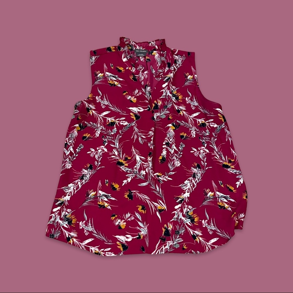 ❤️2/$30 Van Heusen Women’s Wear to Work, Wedding, Vacation Sleeveless Blouse, L
